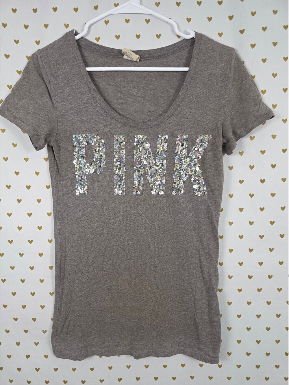 Victorias Secret PINK Vintage Bling Sequined Y2k Tee shirt SMALL